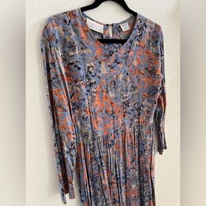 Vintage 90s Passports Pier 1 Large Rayon Maxi Dress Abstract Earth Tones